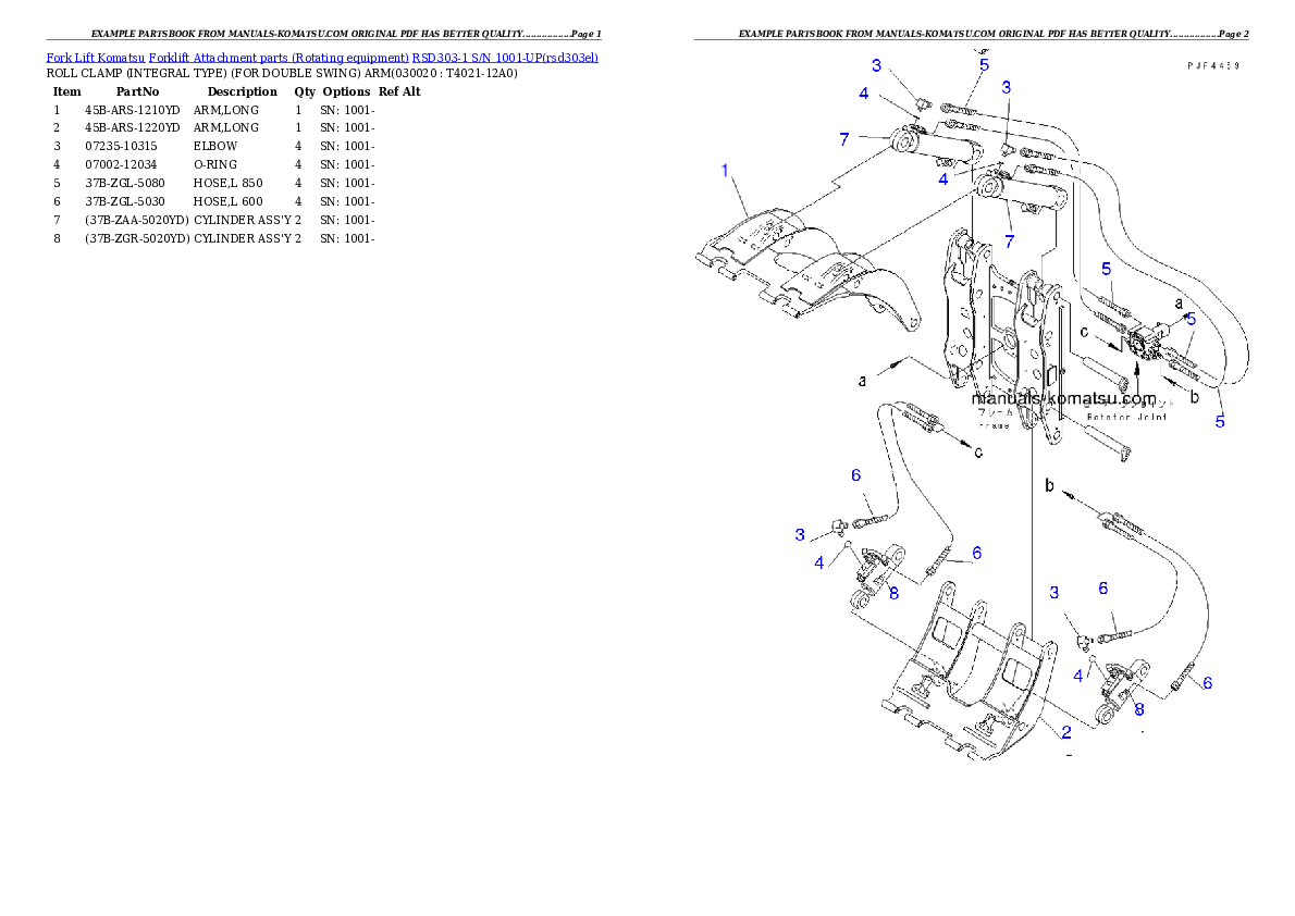 RSD303-1 S/N 1001-UP Partsbook