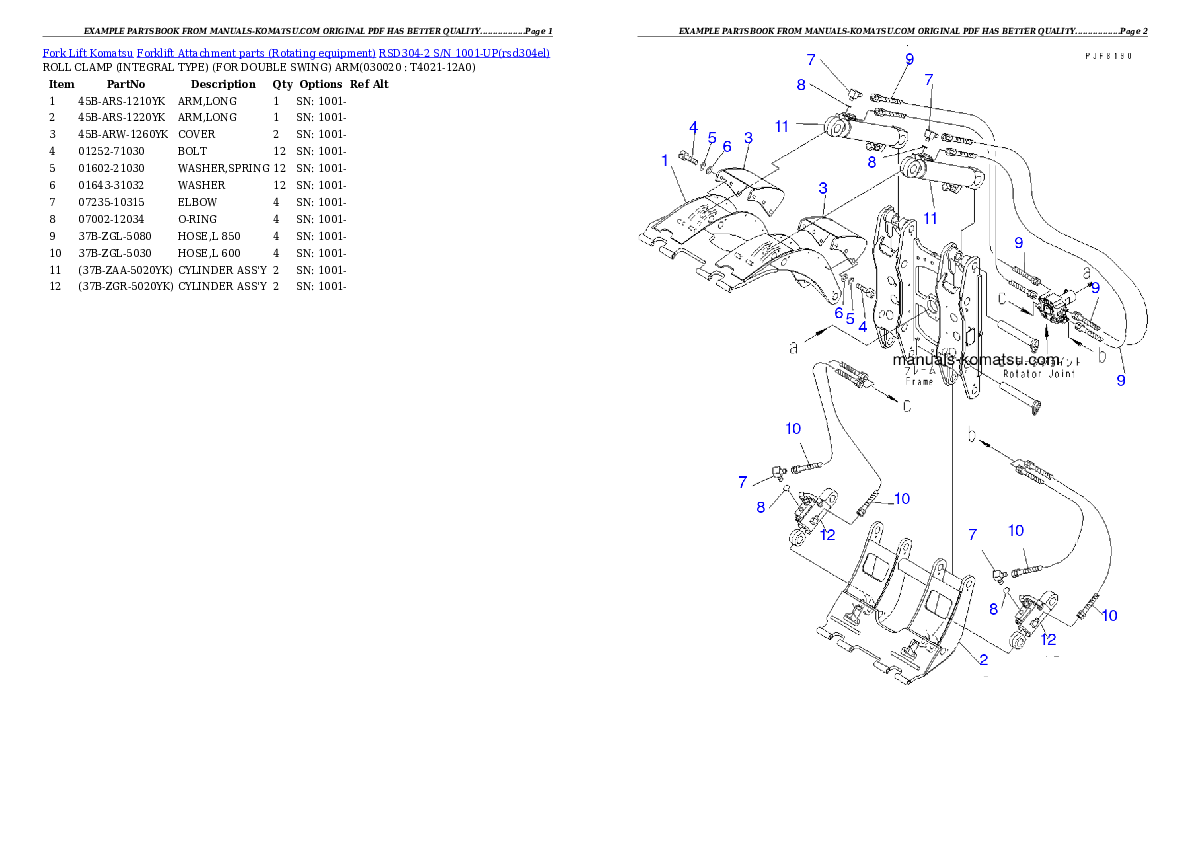 RSD304-2 S/N 1001-UP Partsbook