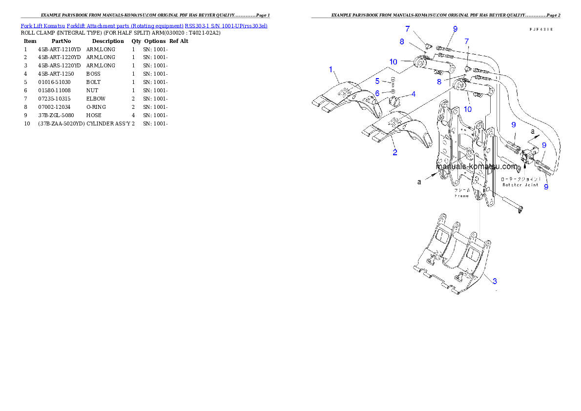 RSS303-1 S/N 1001-UP Partsbook
