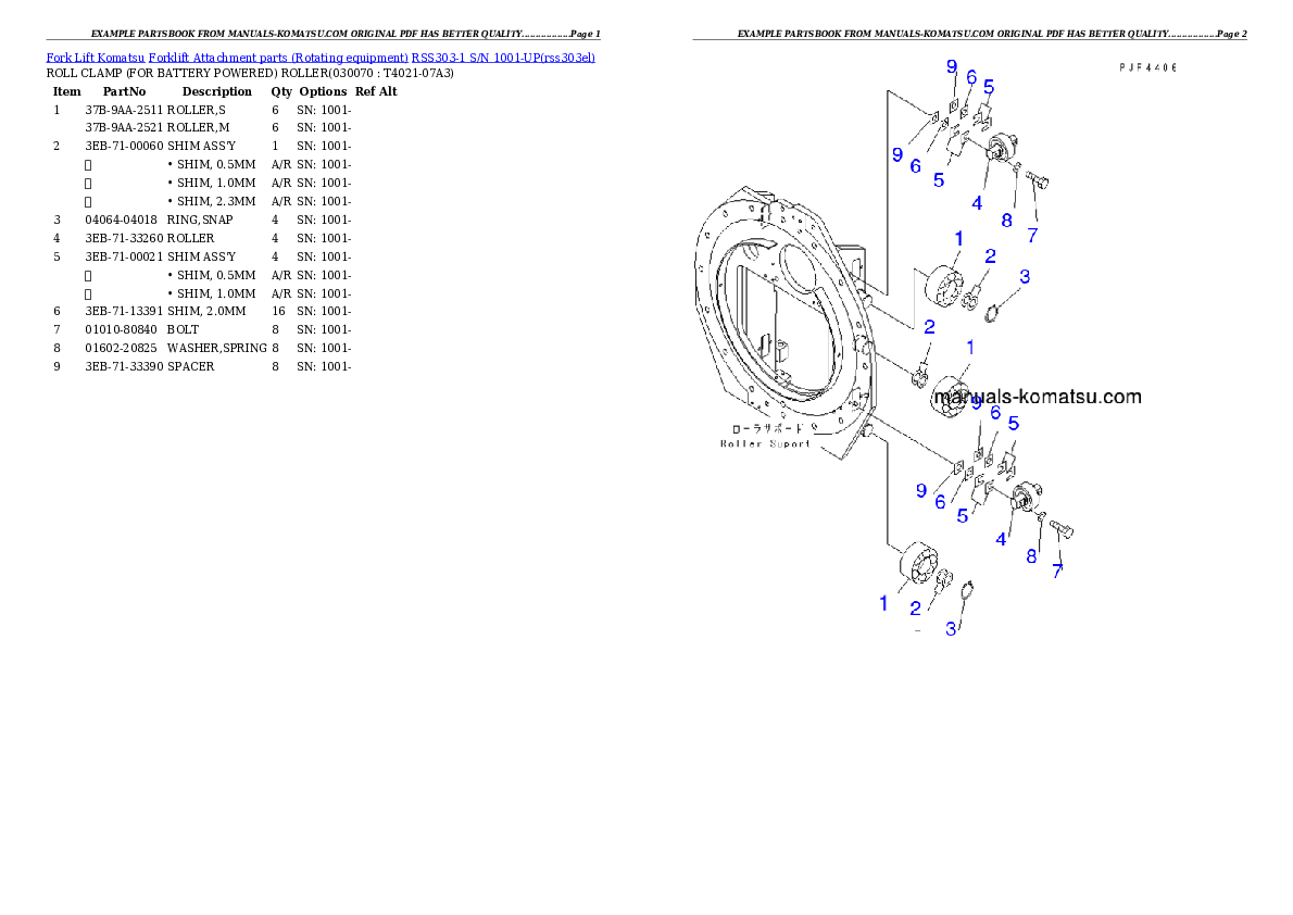 Protected: RSS303-1 S/N 1001-UP Partsbook