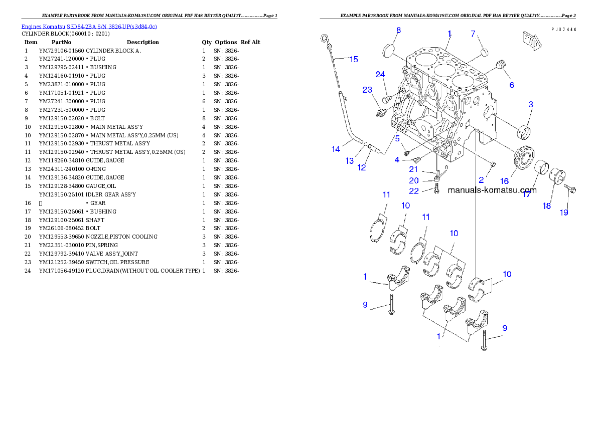 Protected: S3D84-2BA S/N 3826-UP Partsbook
