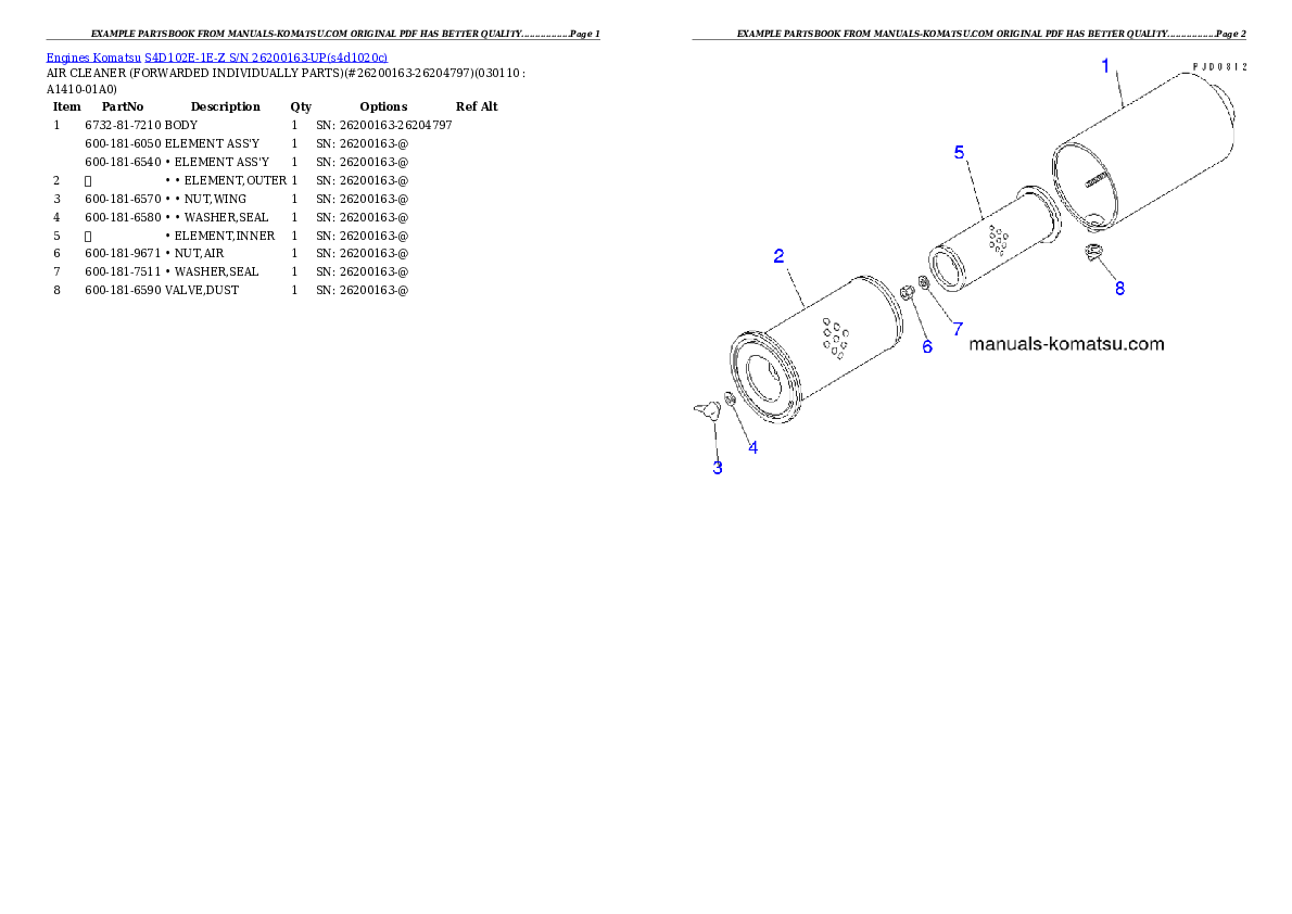Protected: S4D102E-1E-Z S/N 26200163-UP Partsbook