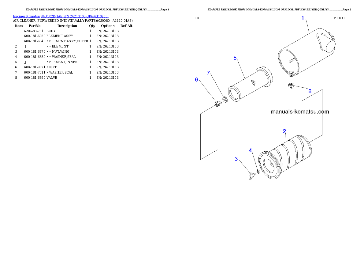 Protected: S4D102E-1AE S/N 26213103-UP Partsbook