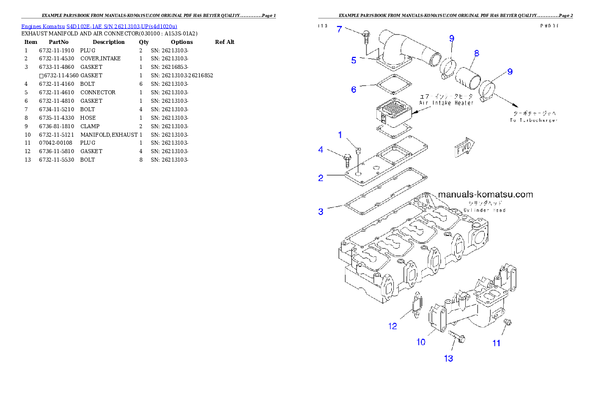 Protected: S4D102E-1AE S/N 26213103-UP Partsbook