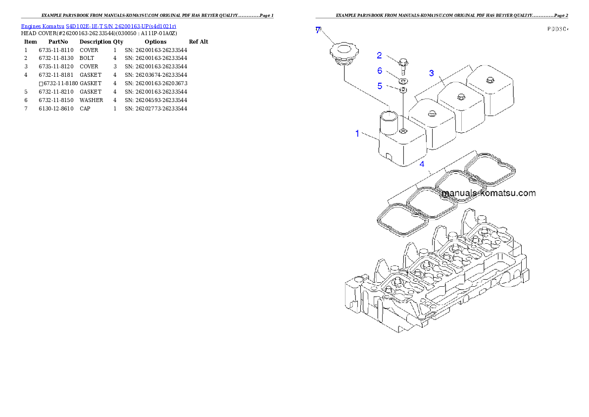 Protected: S4D102E-1E-T S/N 26200163-UP Partsbook