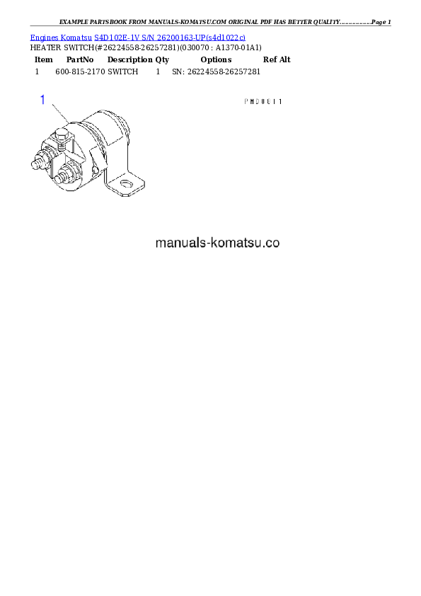 Protected: S4D102E-1V S/N 26200163-UP Partsbook