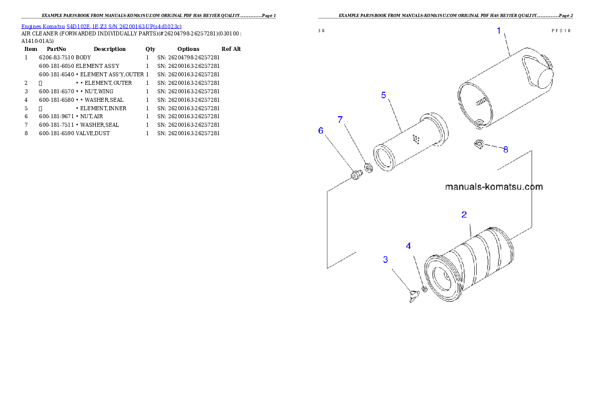 Protected: S4D102E-1E-Z3 S/N 26200163-UP Partsbook