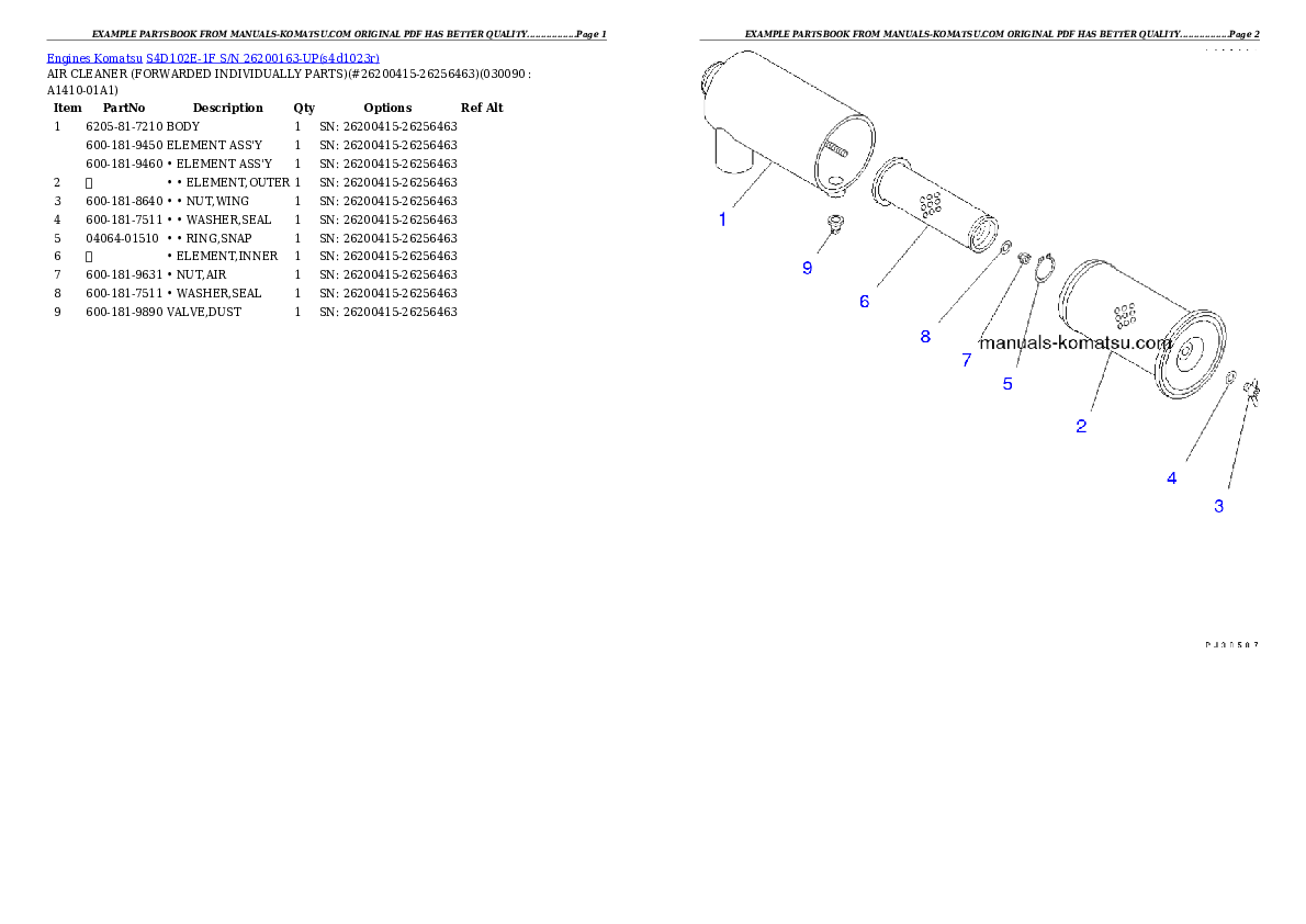 Protected: S4D102E-1F S/N 26200163-UP Partsbook