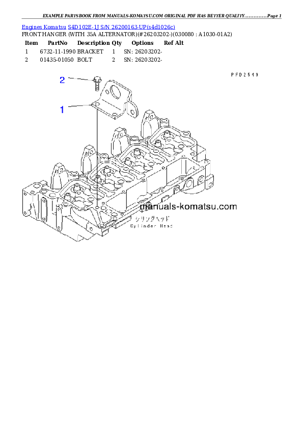 Protected: S4D102E-1J S/N 26200163-UP Partsbook