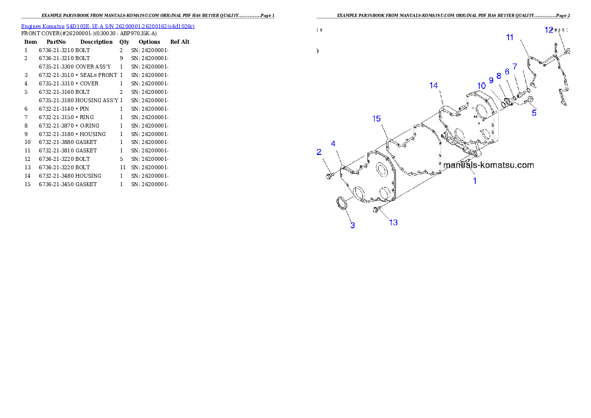 S4D102E-1E-A S/N 26200001-26200162 Partsbook