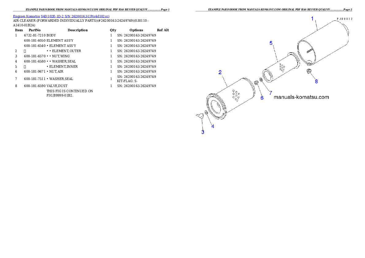 Protected: S4D102E-1D-2 S/N 26200163-UP Partsbook