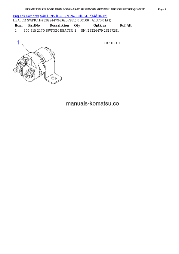 Protected: S4D102E-1D-2 S/N 26200163-UP Partsbook