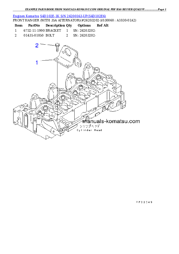 Protected: S4D102E-1K S/N 26200163-UP Partsbook
