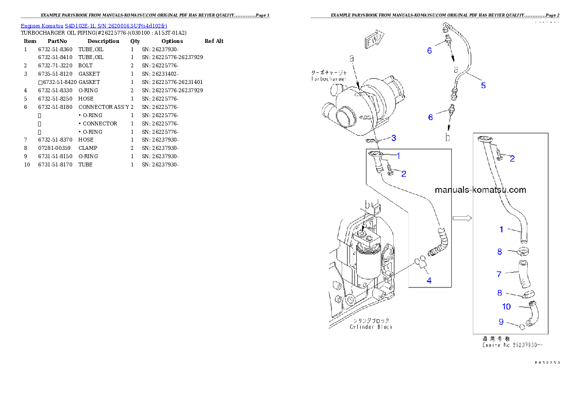 Protected: S4D102E-1L S/N 26200163-UP Partsbook