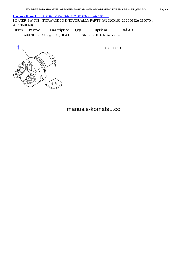 Protected: S4D102E-1V-2 S/N 26200163-UP Partsbook