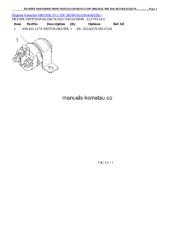 Protected: S4D102E-1V-2 S/N 26200163-UP Partsbook