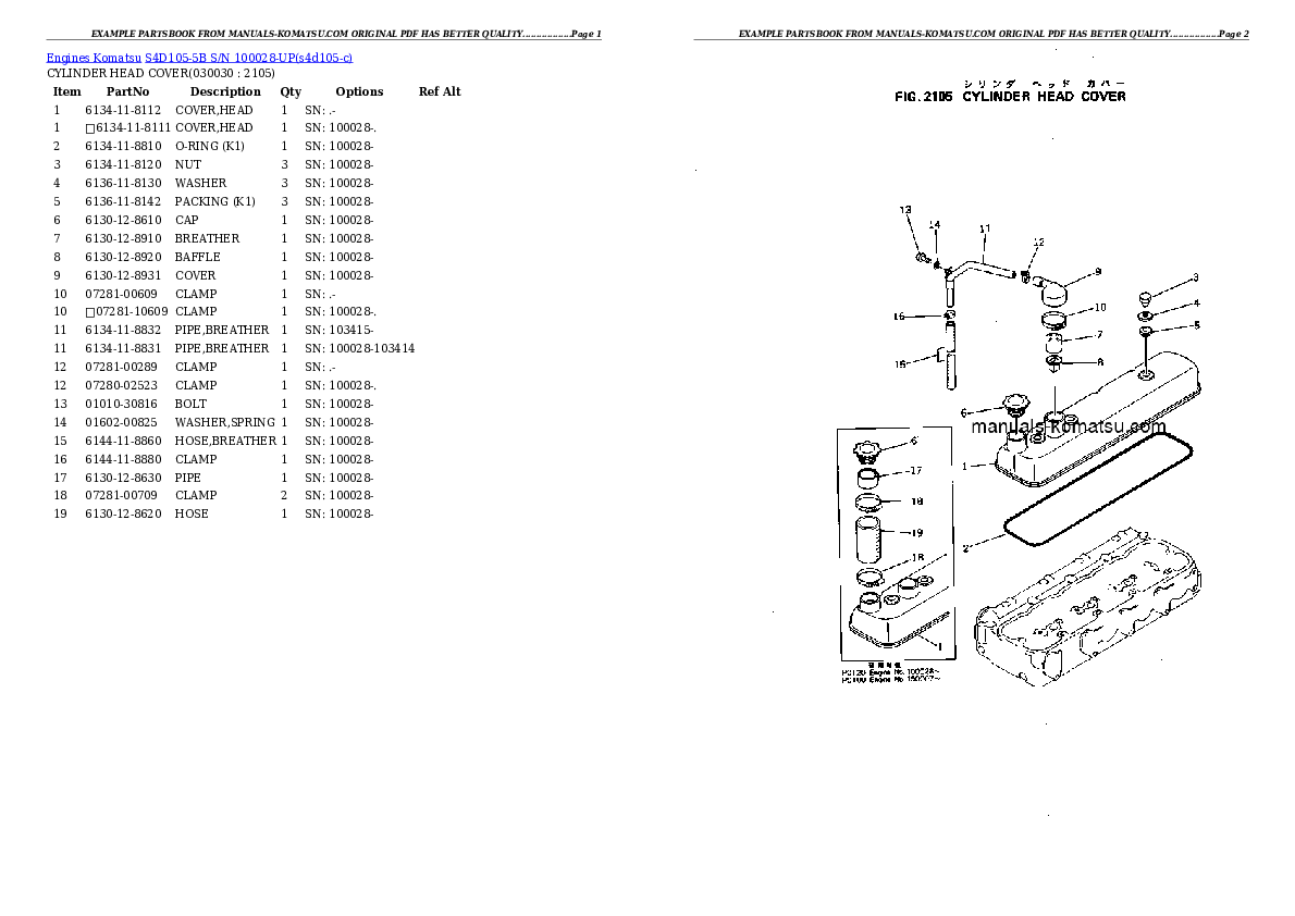 S4D105-5B S/N 100028-UP Partsbook