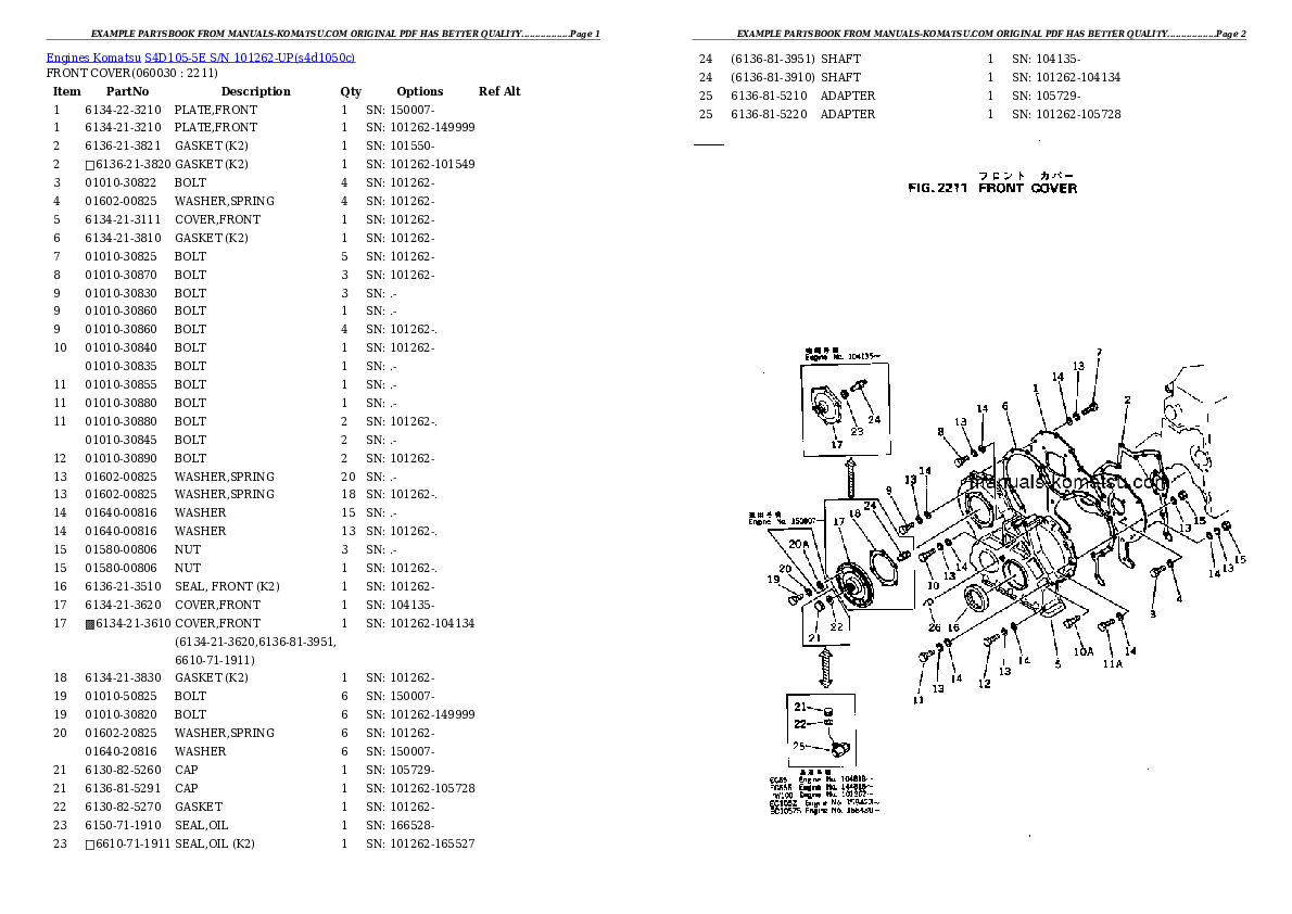 Protected: S4D105-5E S/N 101262-UP Partsbook