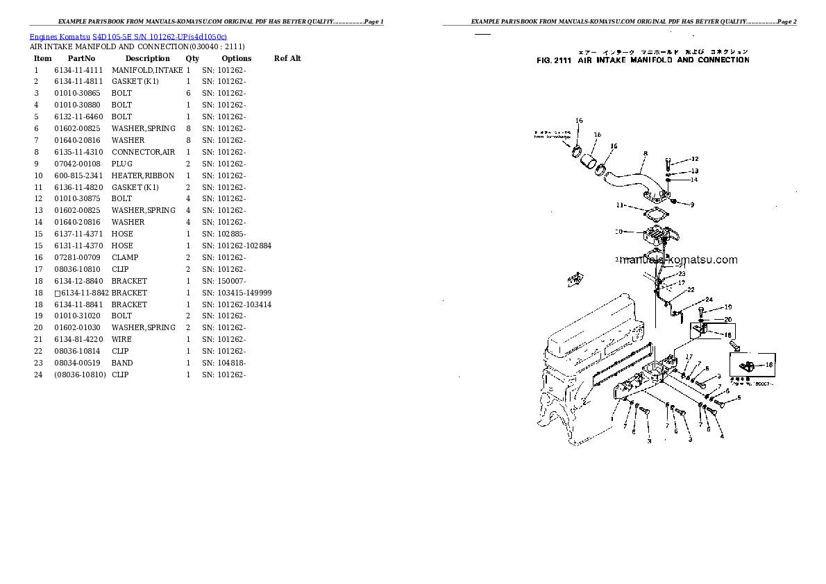 Protected: S4D105-5E S/N 101262-UP Partsbook
