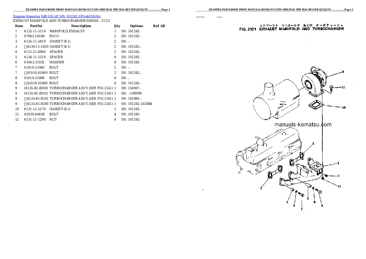 Protected: S4D105-5E S/N 101262-UP Partsbook