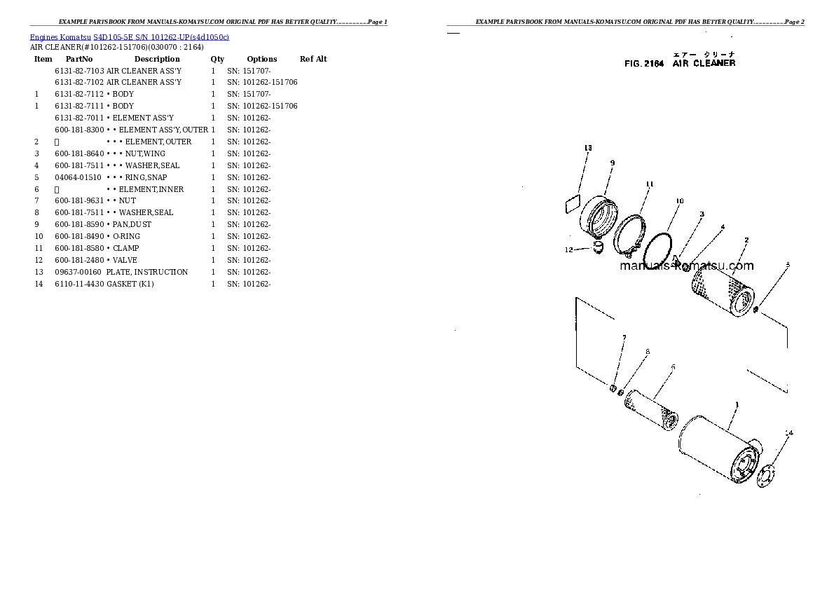Protected: S4D105-5E S/N 101262-UP Partsbook