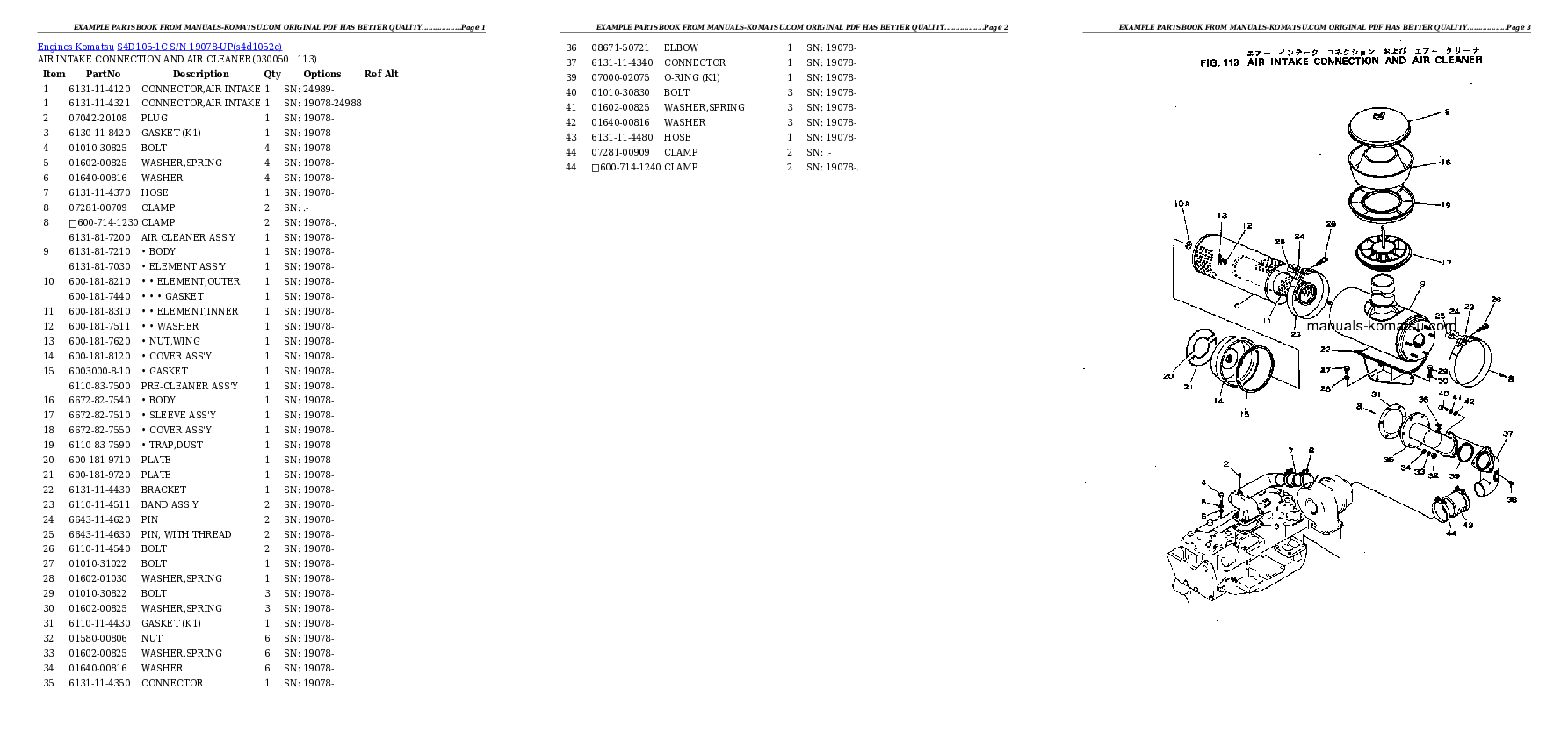 Protected: S4D105-1C S/N 19078-UP Partsbook