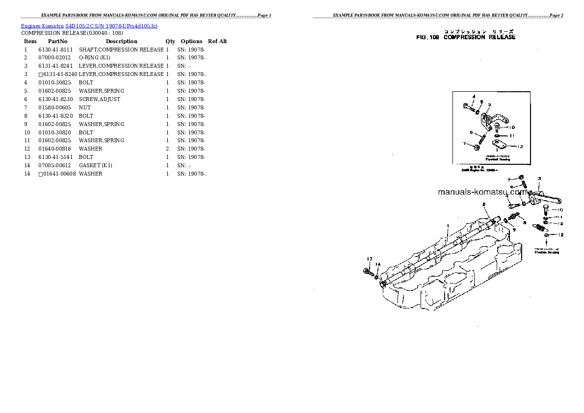 Protected: S4D105-2C S/N 19078-UP Partsbook
