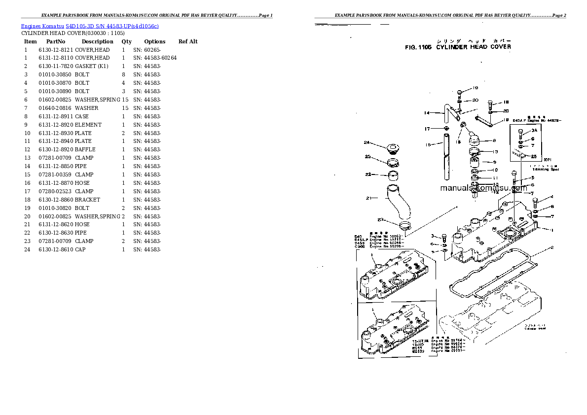 S4D105-3D S/N 44583-UP Partsbook