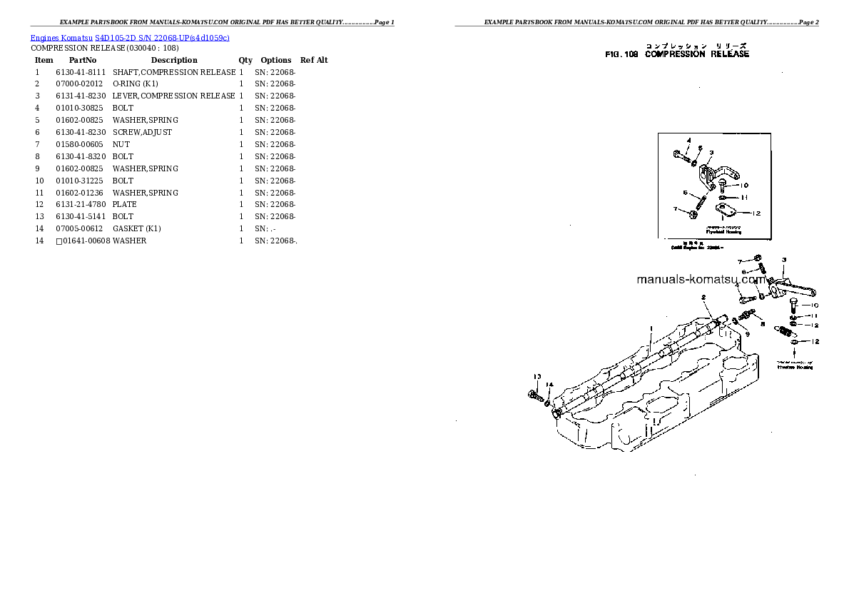 Protected: S4D105-2D S/N 22068-UP Partsbook