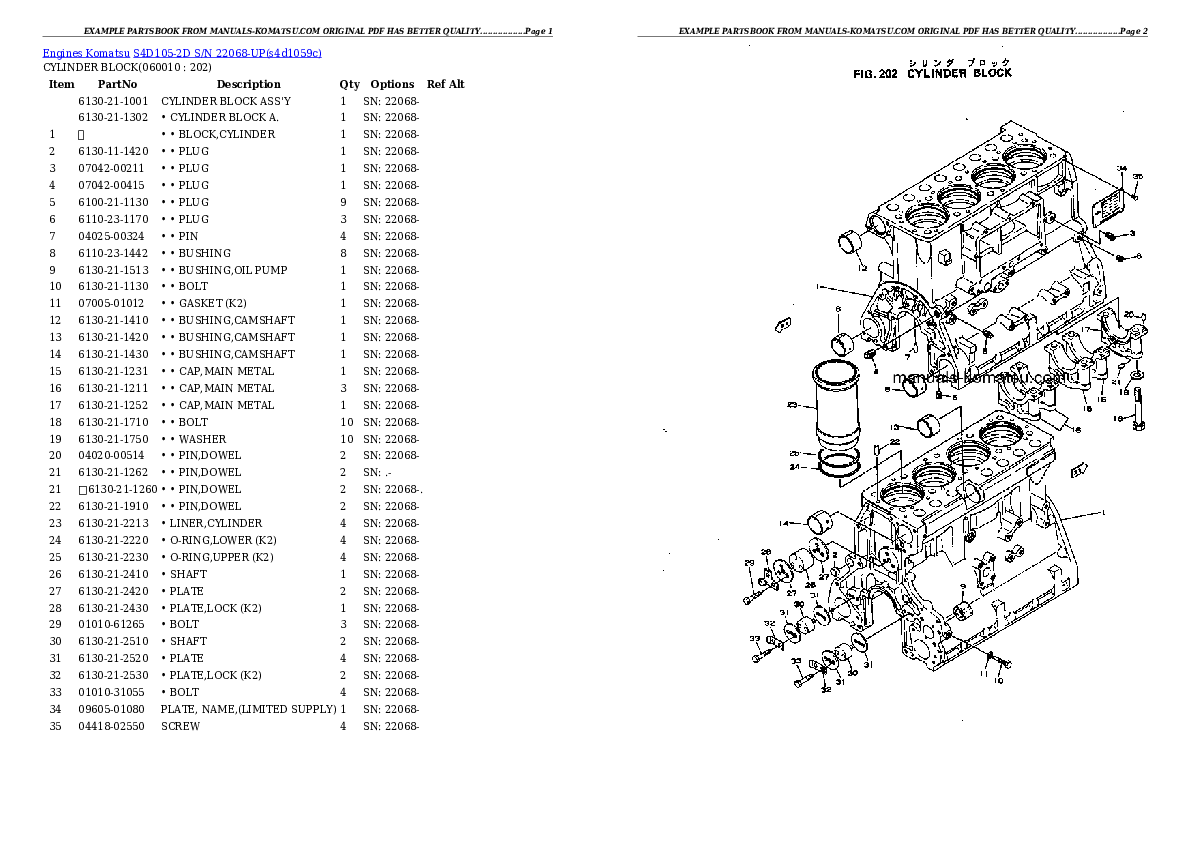 Protected: S4D105-2D S/N 22068-UP Partsbook