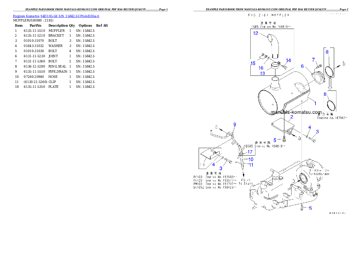 Protected: S4D105-5K S/N 158423-UP Partsbook