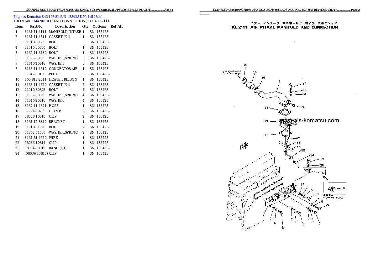 Protected: S4D105-5L S/N 158423-UP Partsbook