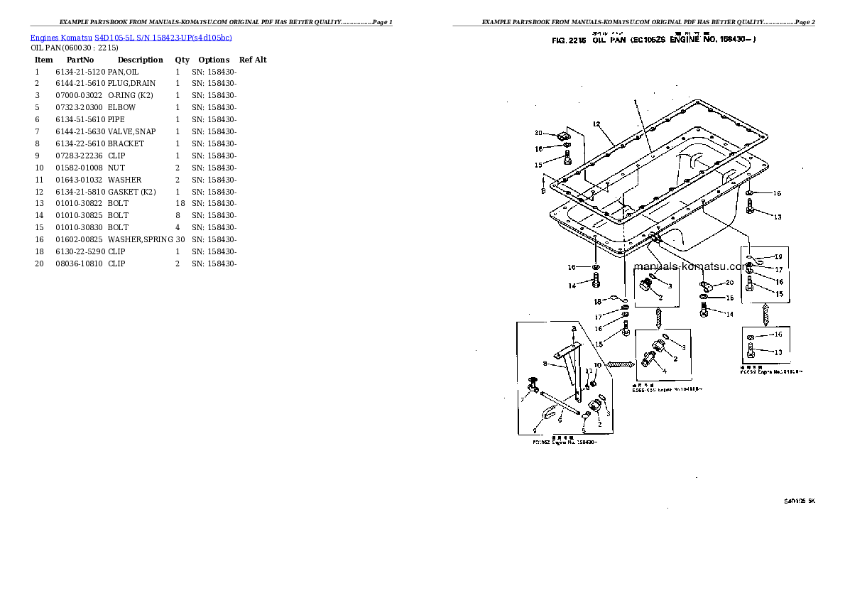 Protected: S4D105-5L S/N 158423-UP Partsbook