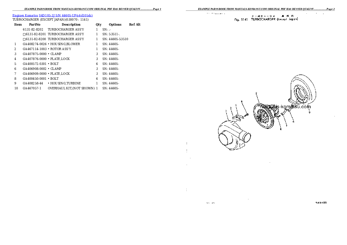 Protected: S4D105-3J S/N 44605-UP Partsbook