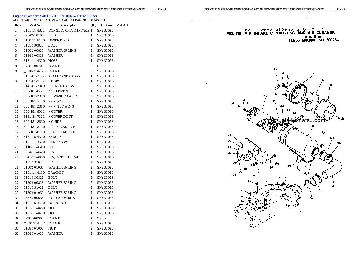 Protected: S4D105-2H S/N 30026-UP Partsbook