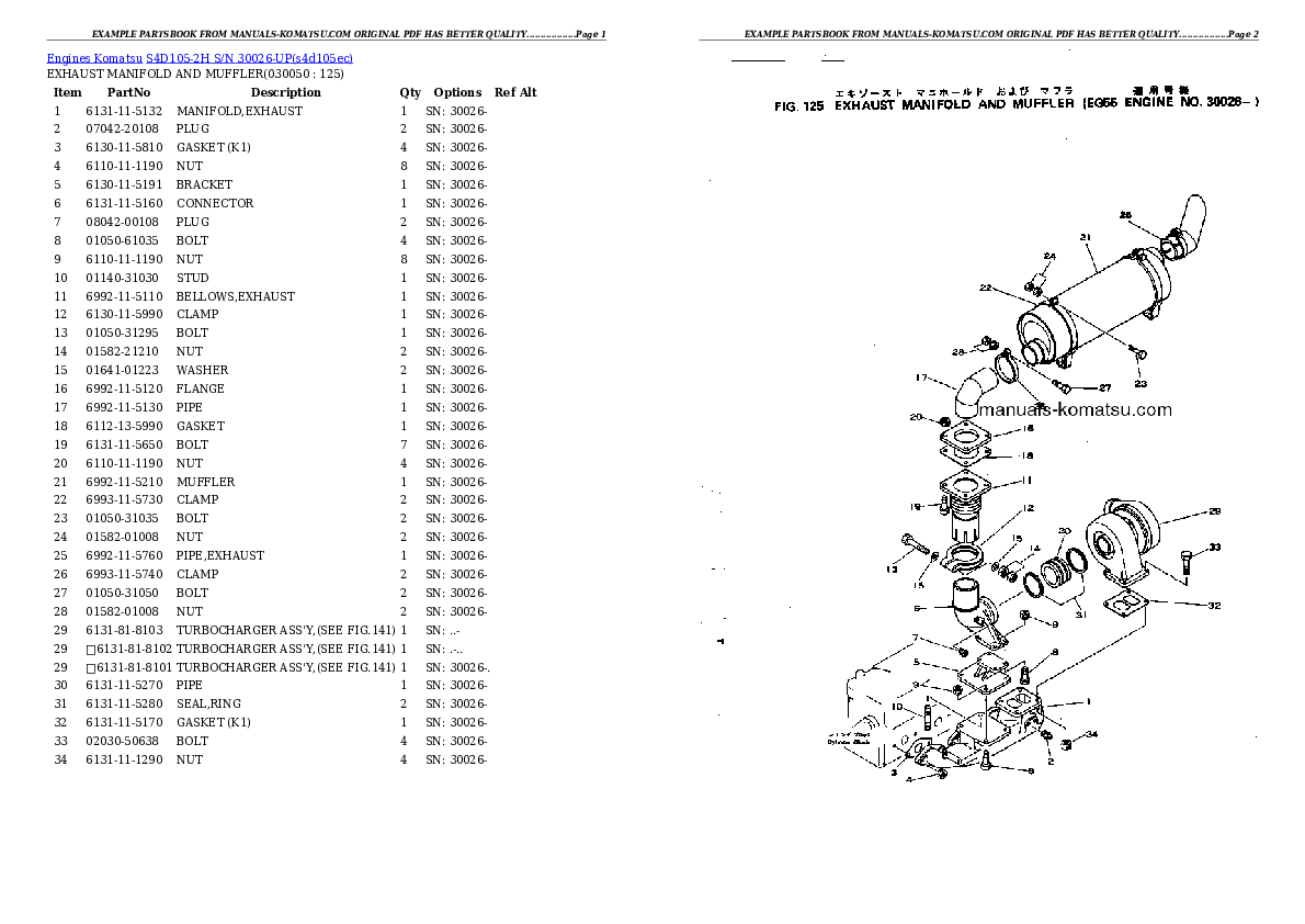 Protected: S4D105-2H S/N 30026-UP Partsbook