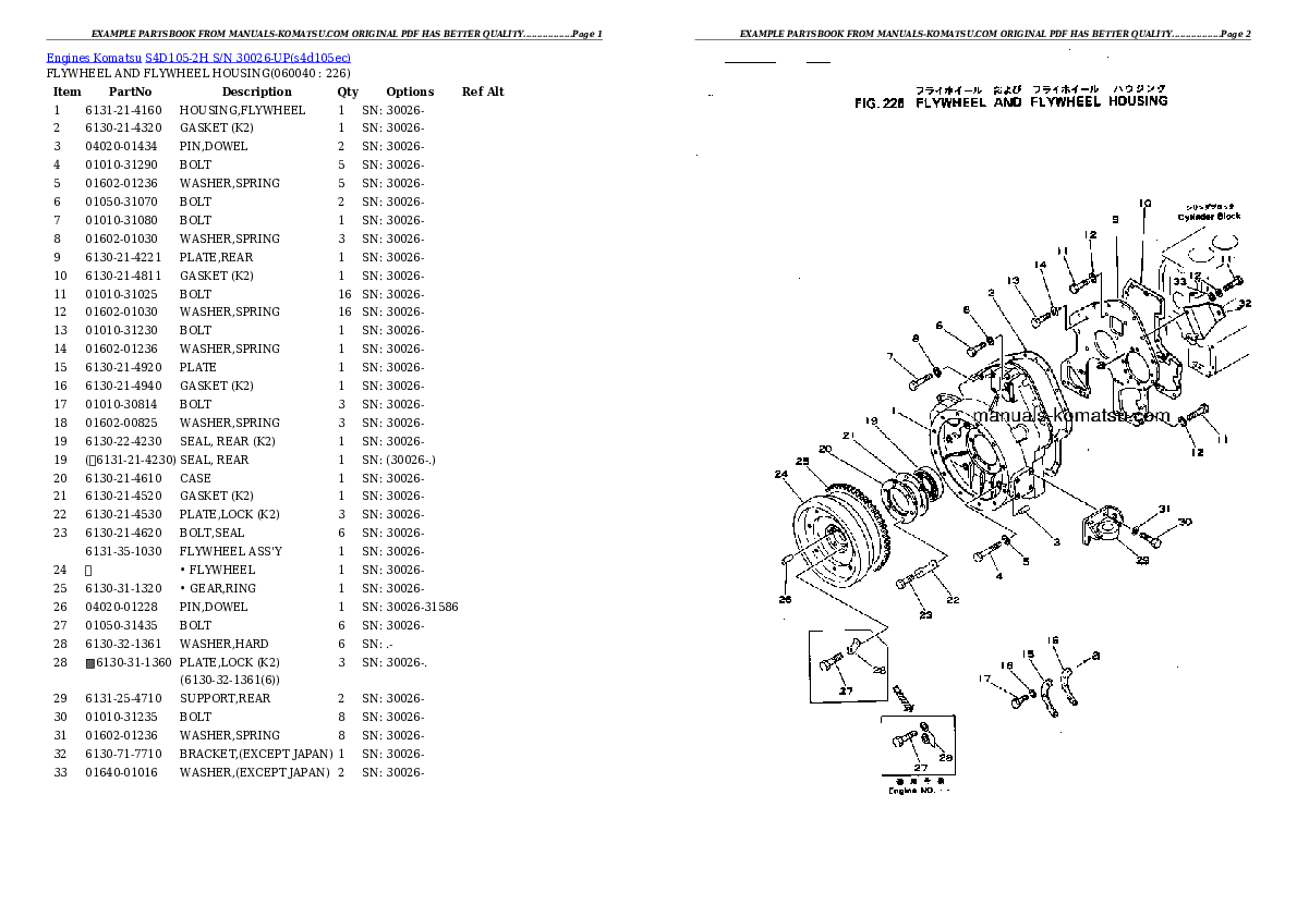 Protected: S4D105-2H S/N 30026-UP Partsbook