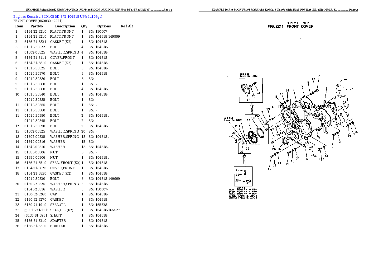 Protected: S4D105-5D S/N 104818-UP Partsbook
