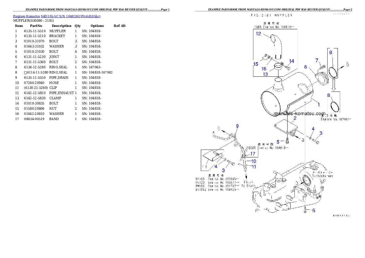 Protected: S4D105-5C S/N 104818-UP Partsbook