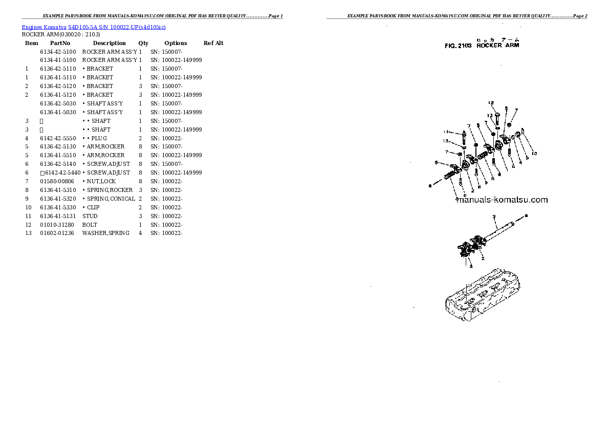 S4D105-5A S/N 100022-UP Partsbook