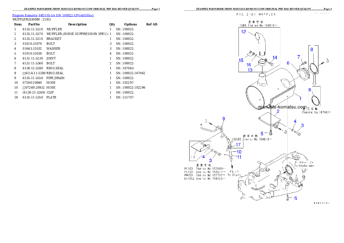 Protected: S4D105-5A S/N 100022-UP Partsbook
