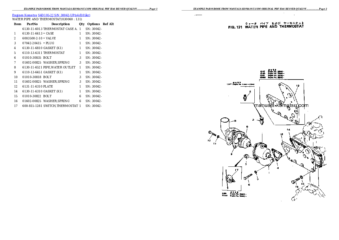 Protected: S4D105-2J S/N 30042-UP Partsbook