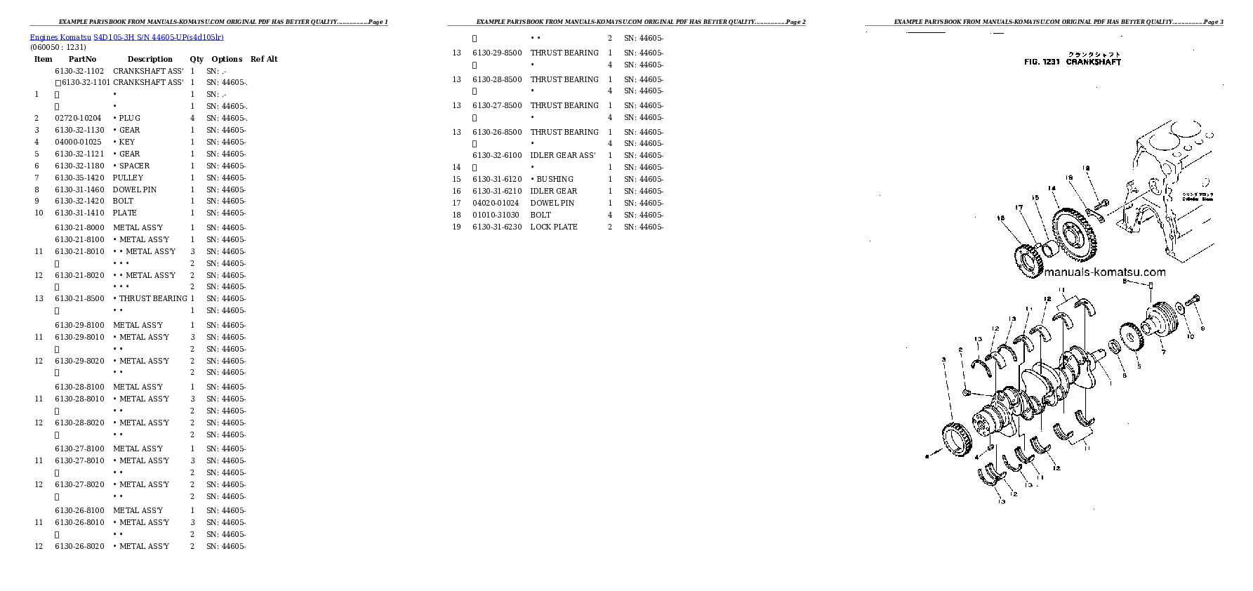 Protected: S4D105-3H S/N 44605-UP Partsbook