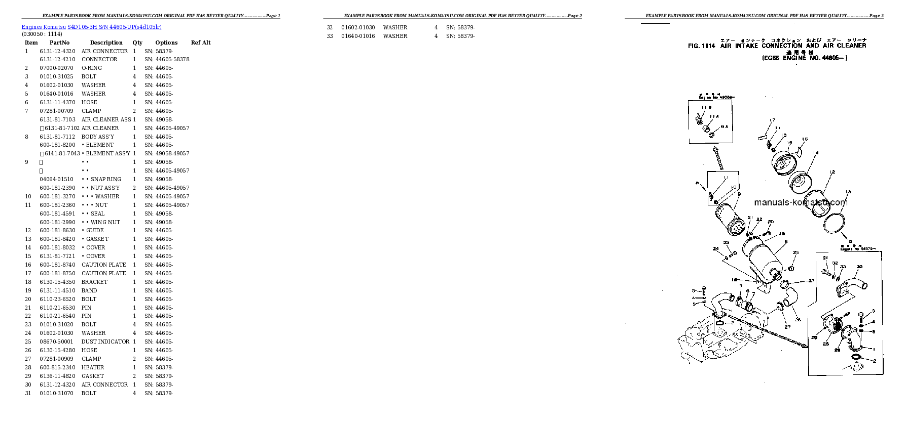 Protected: S4D105-3H S/N 44605-UP Partsbook