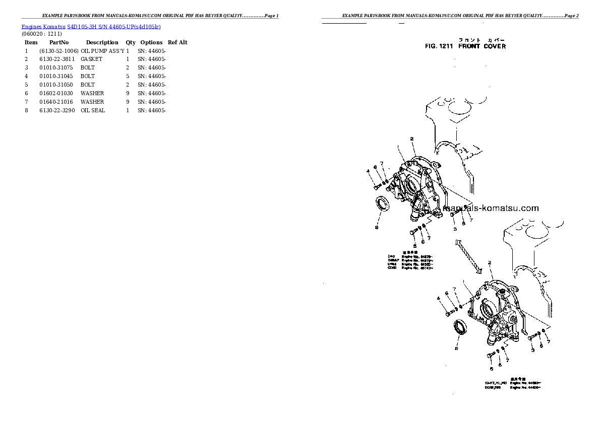 Protected: S4D105-3H S/N 44605-UP Partsbook
