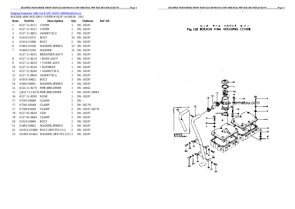 S4D155-4 S/N 10287-50040 Partsbook