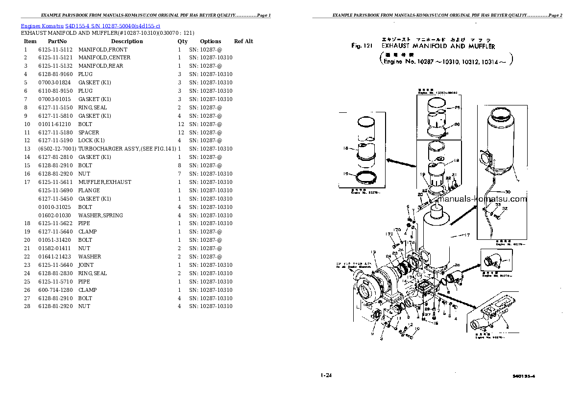 Protected: S4D155-4 S/N 10287-50040 Partsbook