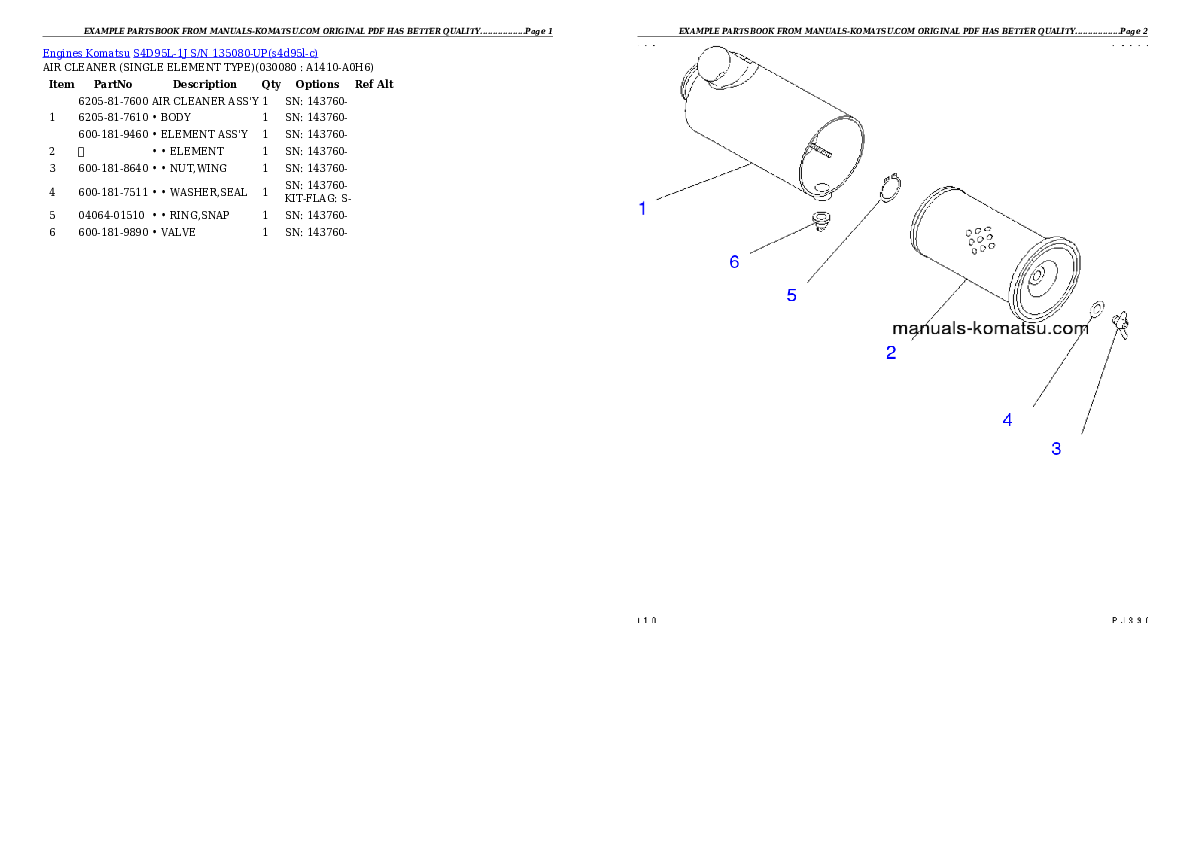 Protected: S4D95L-1J S/N 135080-UP Partsbook