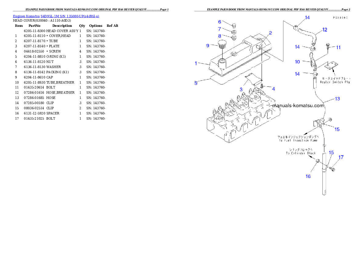 Protected: S4D95L-1M S/N 135080-UP Partsbook
