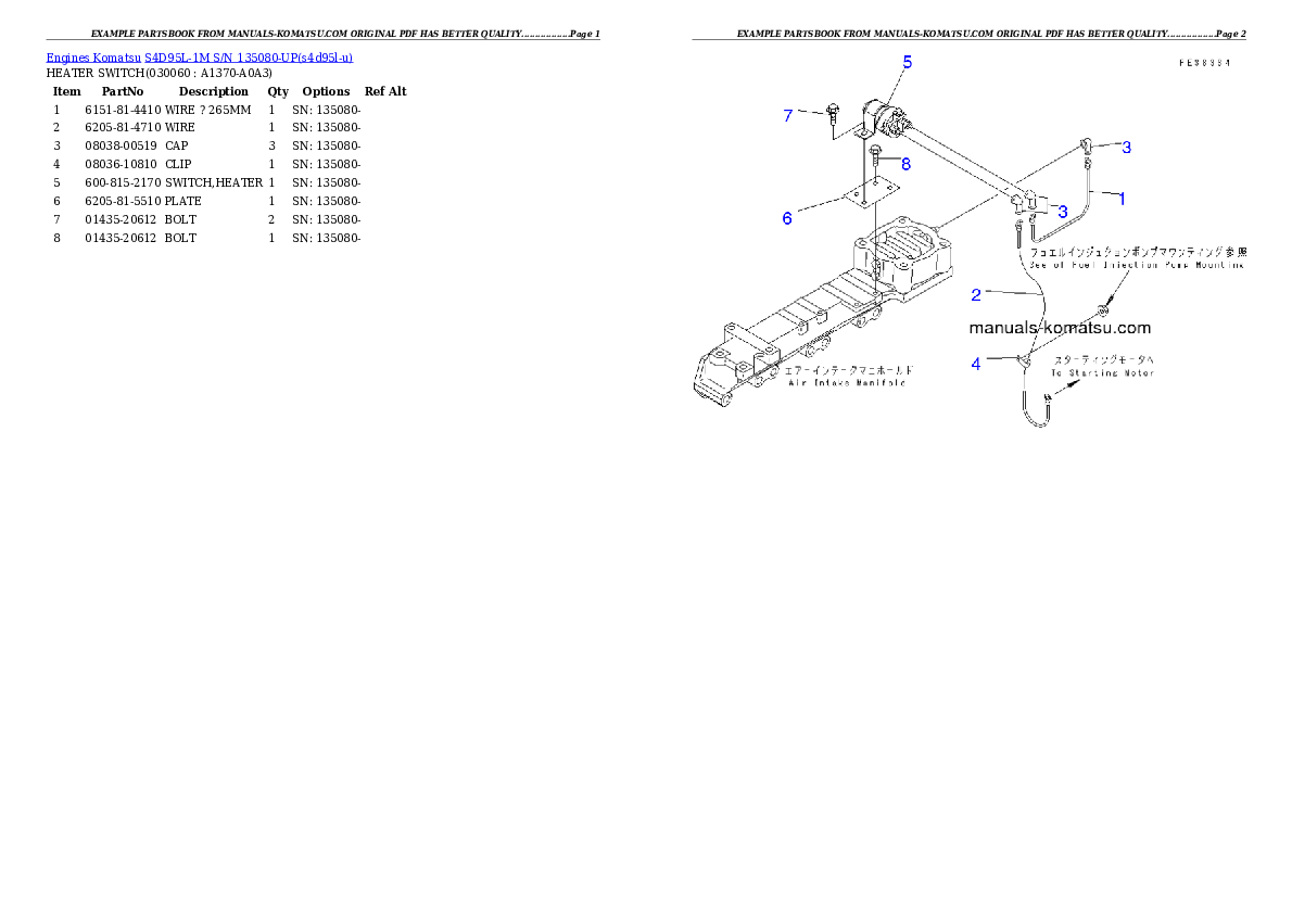 Protected: S4D95L-1M S/N 135080-UP Partsbook